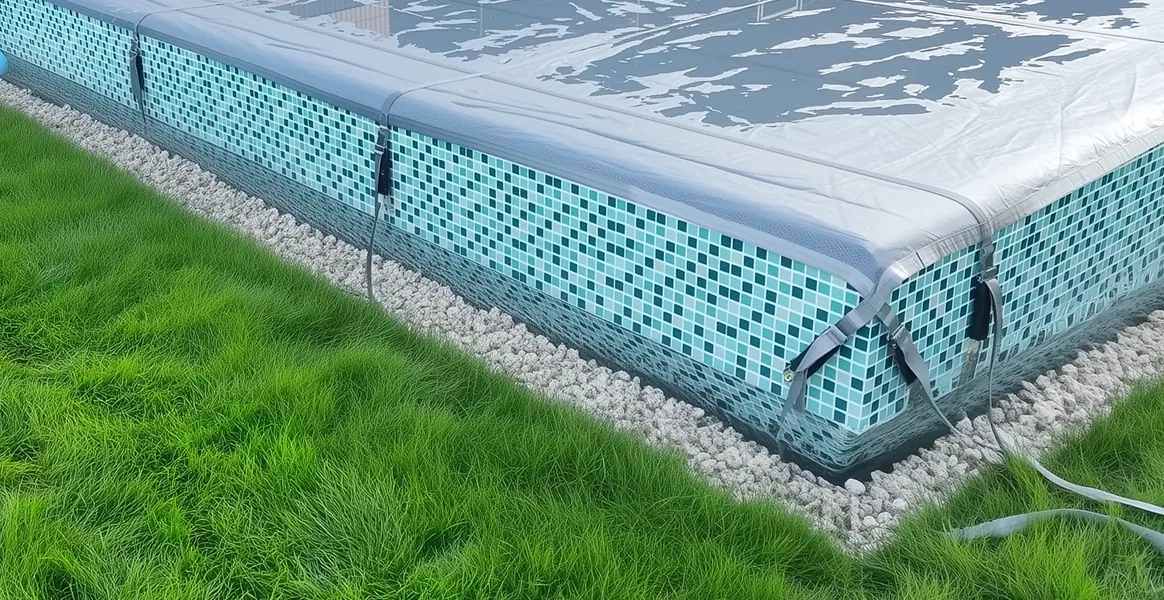 Покрывало для бассейна под снегом — защита зимой в Казани